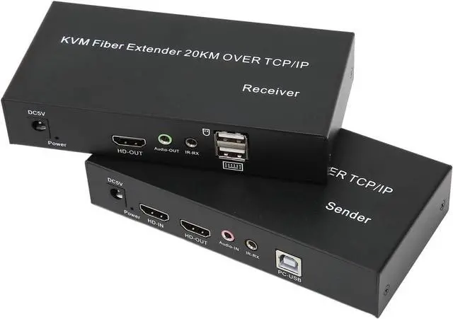 Alt view image 2 of 7 - Ennovor HD KVM Extender,20KM Single Mode Fiber 1080P 60Hz 0 Latency Local Output KVM Fiber Extender for Computer 100240V(US Plug)