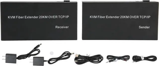 Main image of Ennovor HD KVM Extender,20KM Single Mode Fiber 1080P 60Hz 0 Latency Local Output KVM Fiber Extender for Computer 100240V(US Plug)