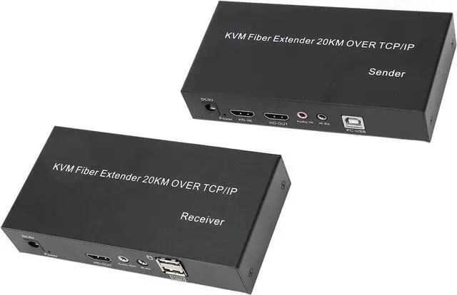 Alt view image 3 of 7 - Ennovor HD KVM Extender,20KM Single Mode Fiber 1080P 60Hz 0 Latency Local Output KVM Fiber Extender for Computer 100240V(US Plug)