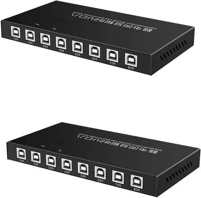 Main image of Ennovor 2pcs 8 Ports USB Synchronizer - DNF Keyboard Mouse USB Shared Display Synchronization Controller, KVM Metal Switcher Black, Plug and Play Silver DNF Synchronizer