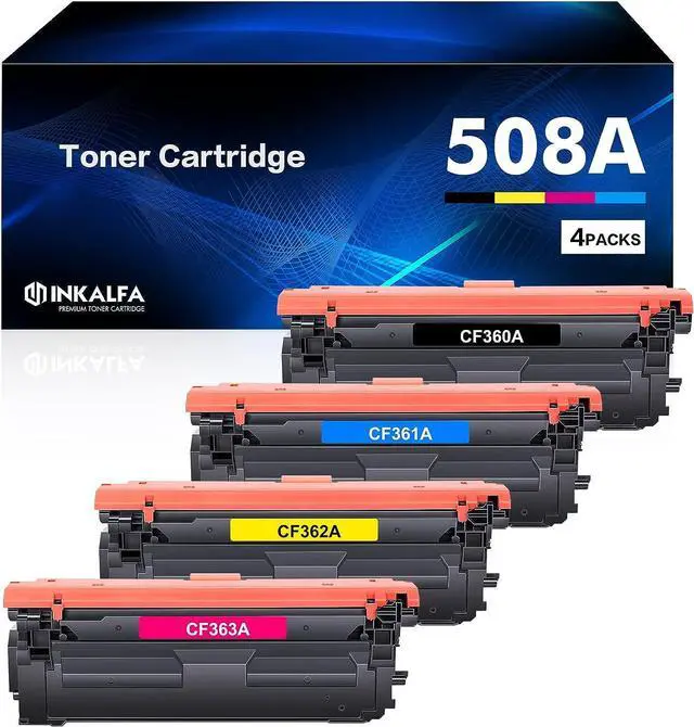 Main image of 508A Toner Cartridge: 4 Pack Compatible Replacement  508A CF360A CF361A CF362A CF363A 508X  Color Laserjet Enterprise M553 M553n M553dn M553x 553 M552 MFP M577 Series Laser Printer Ink