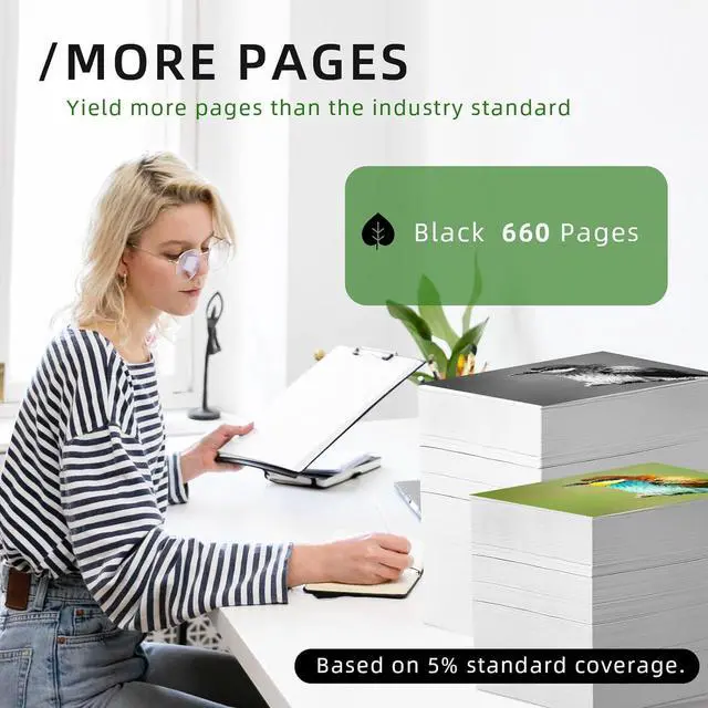 Alt view image 3 of 6 - Printer Ink 64 Replacement  64XL Black Ink Cartridge Work for Envy Photo 7858 7800 7155 7855 6255 7100 6252 7158 7164 6222 7120 7130 7255e 7955e 7958e for Tango X Wireless Printer (2 Black)