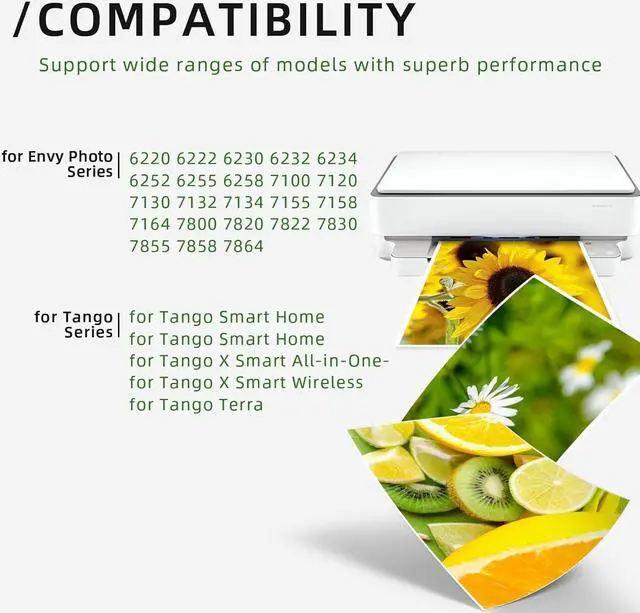 Alt view image 2 of 6 - Printer Ink 64 Replacement  64XL Black Ink Cartridge Work for Envy Photo 7858 7800 7155 7855 6255 7100 6252 7158 7164 6222 7120 7130 7255e 7955e 7958e for Tango X Wireless Printer (2 Black)