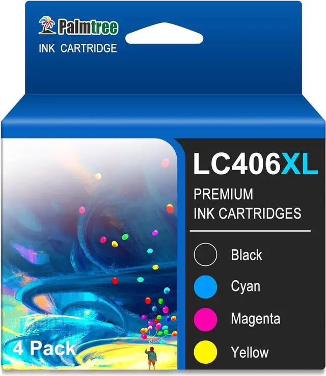 Main image of Palmtree LC406XL High Yield Compatible 4 Pack Ink Cartridge Set Replacement for Brother LC406 XL LC 406 to use with Brother MFC-J4335DW MFC-J6955DW MFC-J5855DW Printer (Black, Cyan, Magenta, Yellow)