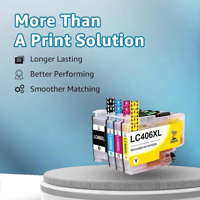 Alt view image 2 of 7 - Palmtree LC406XL High Yield Compatible 4 Pack Ink Cartridge Set Replacement for Brother LC406 XL LC 406 to use with Brother MFC-J4335DW MFC-J6955DW MFC-J5855DW Printer (Black, Cyan, Magenta, Yellow)