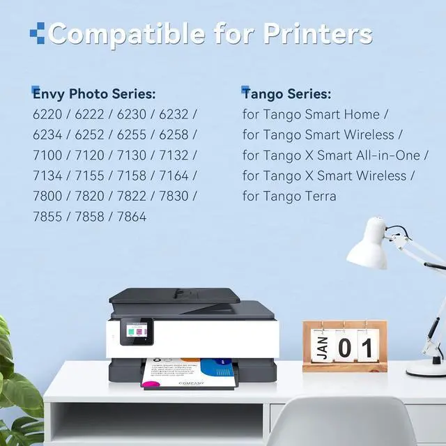 Alt view image 2 of 6 - High Yield  64XL Ink Cartridges Combo Pack Replacement  Ink 64 for Envy Photo 7855 7858 7155 7800 7100 7164 7158 6252 for Envy 7255e for Inspire 7950e for Tango X Printer (1 Black,1 Color)