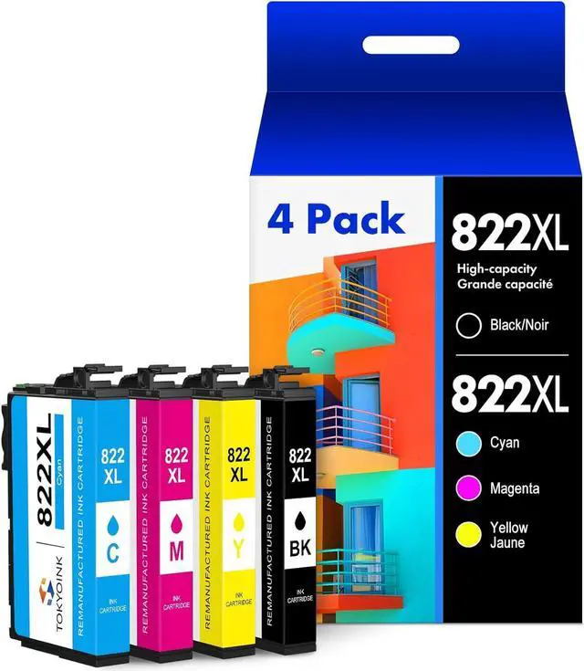 Main image of TOKYOINK Remanufactured 822XL Ink Cartridges [Newest Aug.Version] Replacement for Epson 822xl T822XL Combo Pack High Yield Use for Workforce Pro WF-3820 WF-4830 WF-4820 WF-4833 WF-4834 printer - 4pack