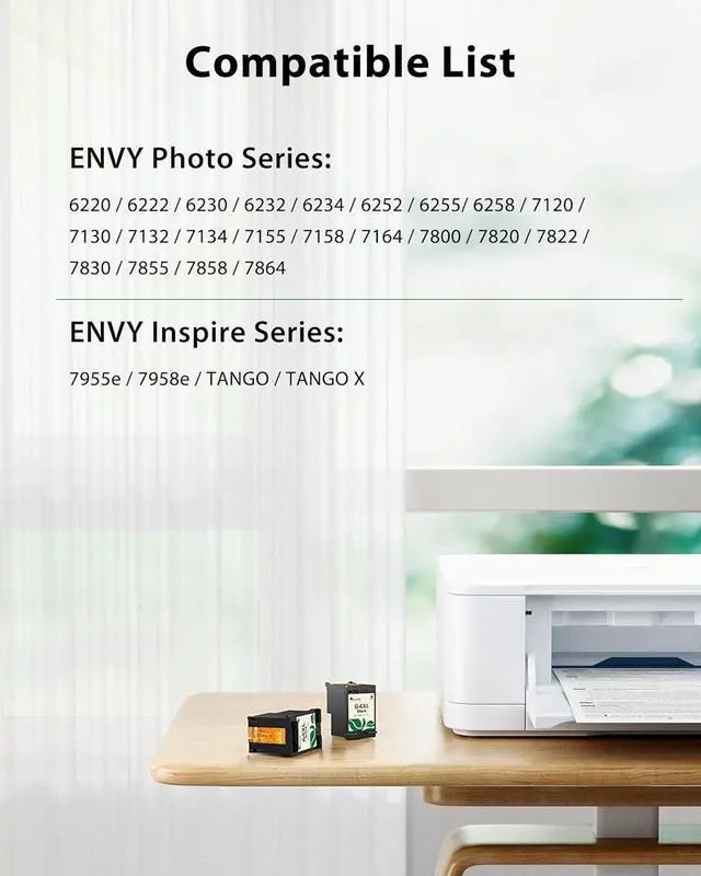 Alt view image 2 of 6 - 64XL Ink Cartridges Combo Pack Replacement  64 XL Ink Remanufactured for Envy Photo 7858 7855 7155 6255 6252 7120 6232 7158 7164 Envy Inspire 7950e Tango Series Printer (1 Black, 1 Tri-Color)