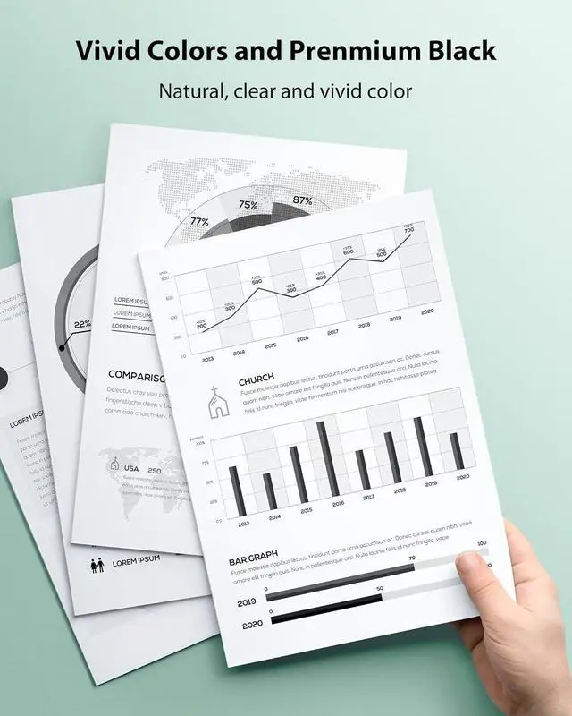 Alt view image 4 of 6 - 64XL Ink Cartridges Combo Pack Replacement  64 XL Ink Remanufactured for Envy Photo 7858 7855 7155 6255 6252 7120 6232 7158 7164 Envy Inspire 7950e Tango Series Printer (1 Black, 1 Tri-Color)