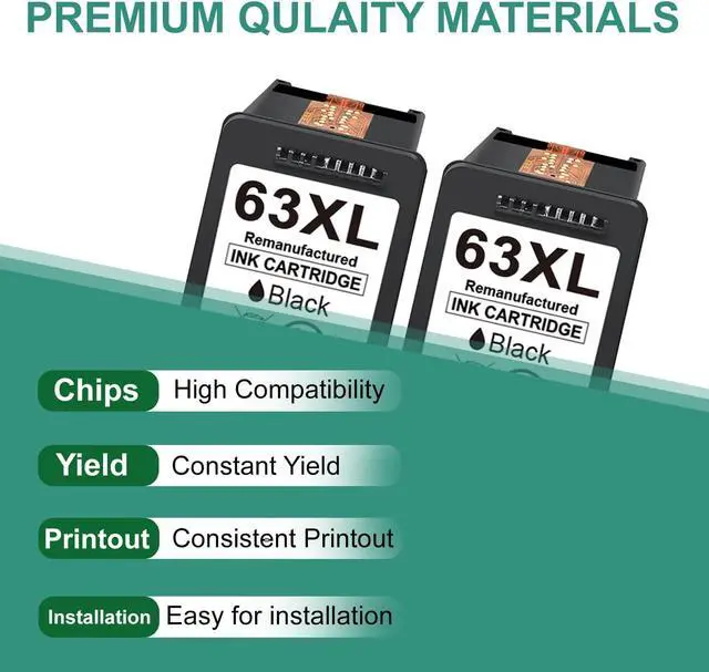 Alt view image 5 of 7 - 63XL Black Ink Cartridges Remanufactured  63XL Black Ink Cartridges  Ink 63 63XL Works with Envy 4520 4512 OfficeJet 3830 3833 4650 4655 5255 5258 DeskJet 1112 2130 3630 3633 (2 Black)