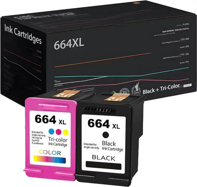 Main image of 664XL High Yield Ink Cartridges, Compatible  Deskjet Ink Advantage 1115 2135 2138 2675 2676 3635 3638 3835 4535 5075 5078 5275 5278 Printers - Estimated Yield 600 Pages (1 Black+1 Tri-Color)