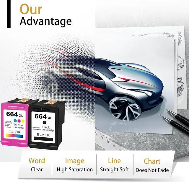 Alt view image 5 of 7 - 664XL High Yield Ink Cartridges, Compatible  Deskjet Ink Advantage 1115 2135 2138 2675 2676 3635 3638 3835 4535 5075 5078 5275 5278 Printers - Estimated Yield 600 Pages (1 Black+1 Tri-Color)