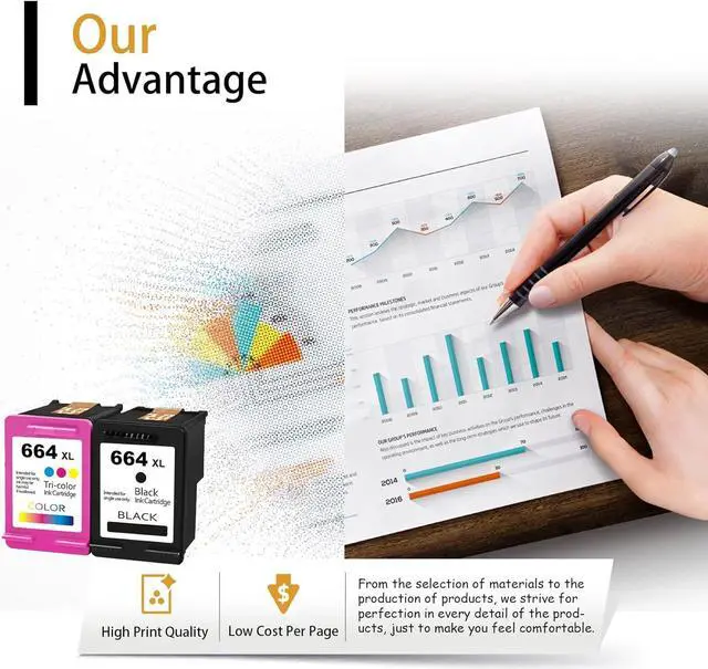 Alt view image 6 of 7 - 664XL High Yield Ink Cartridges, Compatible  Deskjet Ink Advantage 1115 2135 2138 2675 2676 3635 3638 3835 4535 5075 5078 5275 5278 Printers - Estimated Yield 600 Pages (1 Black+1 Tri-Color)
