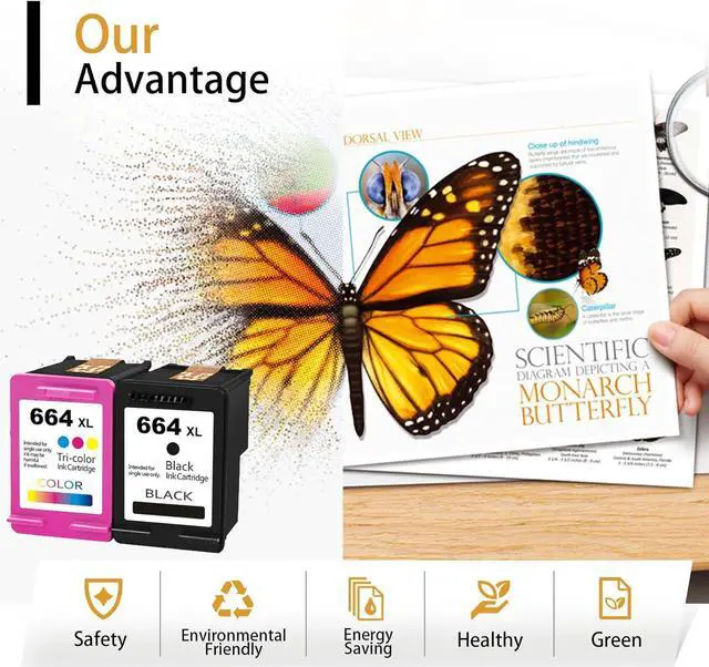 Alt view image 4 of 7 - 664XL High Yield Ink Cartridges, Compatible  Deskjet Ink Advantage 1115 2135 2138 2675 2676 3635 3638 3835 4535 5075 5078 5275 5278 Printers - Estimated Yield 600 Pages (1 Black+1 Tri-Color)