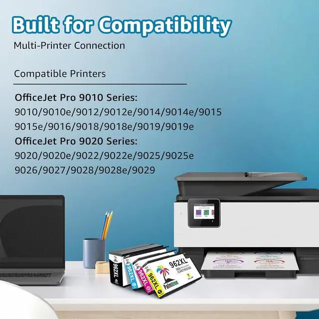 Alt view image 2 of 7 - Palmtree Remanufactured Ink Cartridge Replacement  962XL Ink Cartridges Combo Pack  OfficeJet Pro 9010 9020 9015 9018 9025 9012 9019 9016 9014 9027 9022 9026 9028 9029 Printer (4-Pack)