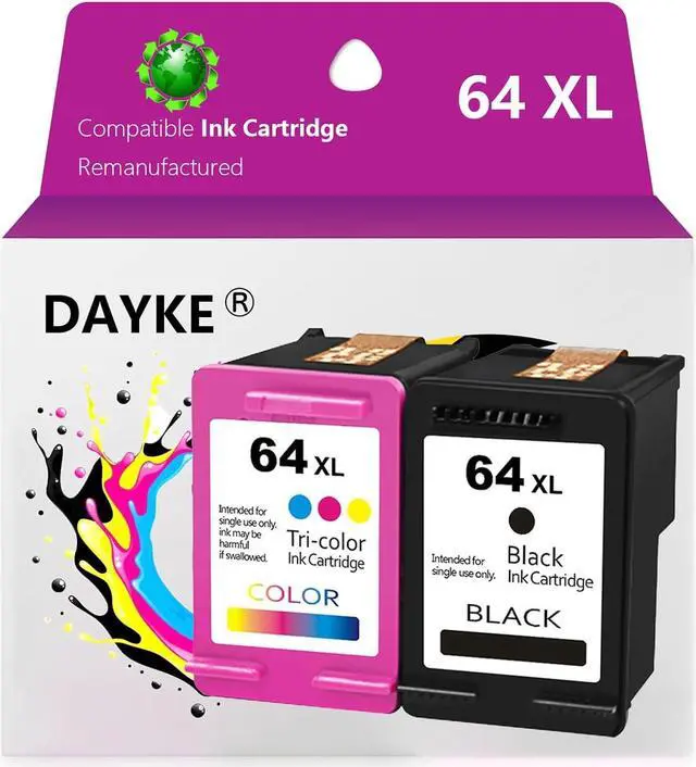 Main image of 64XL  64 Ink Cartridge Replacement (Black Tri-Color)  Envy Inspire 7955e 7958e Envy Photo 7855 7155 6255 7164 7830 7858 7800 6232 7120 Tango Ink Printer