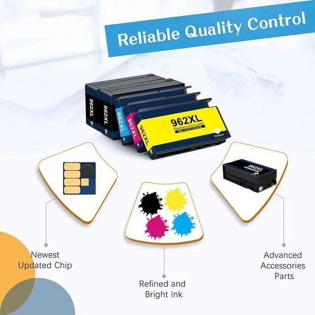 Alt view image 5 of 7 - Colorking Remanufactured Ink Cartridge Replacement  962XL 962 XL  OfficeJet Pro 9015 9025 9010 9018 9020 9012 Printer HP962 962 XL 962XL Ink (High Yield, 5 Combo Pack)