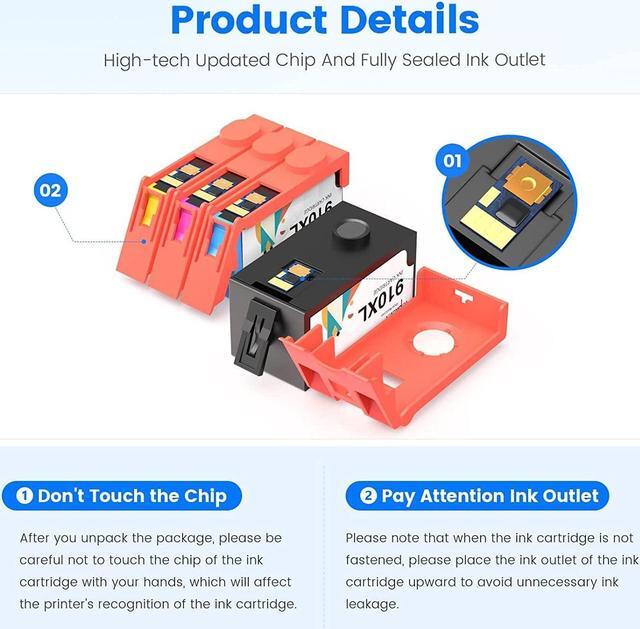 Alt view image 5 of 7 - Topkolor 910xl Ink Cartridges Combo Pack Replacement  Ink 910 XL Compatible with OfficeJet Pro 8020 8025 8028 8035 8030 8010 8015 8018 8022 Printer, (1 Black,1 Cyan,1 Magenta,1 Yellow)