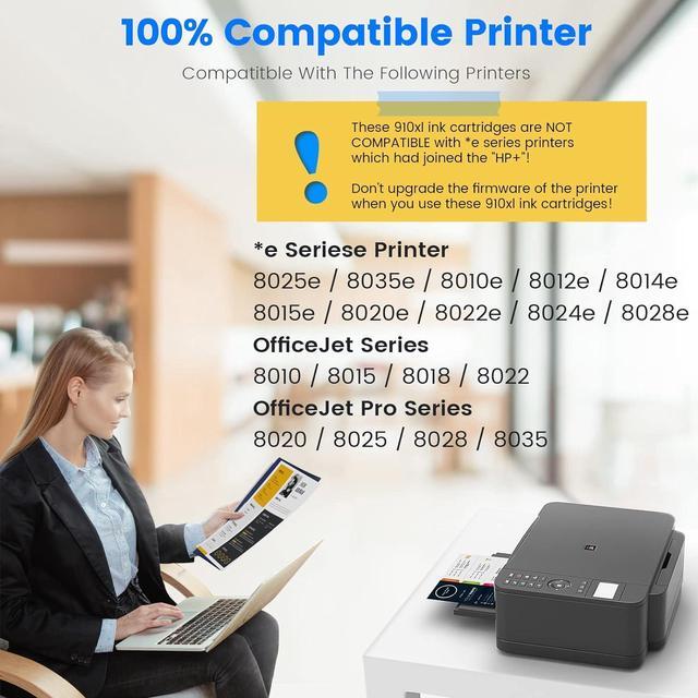 Alt view image 2 of 7 - Topkolor 910xl Ink Cartridges Combo Pack Replacement  Ink 910 XL Compatible with OfficeJet Pro 8020 8025 8028 8035 8030 8010 8015 8018 8022 Printer, (1 Black,1 Cyan,1 Magenta,1 Yellow)