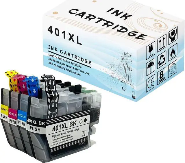 Main image of 401 XL Replacement Ink Cartridge Compatible for Brother LC401 401XL ,for Brother MFC-J1010DW MFC-J1012DW MFC-J1170DW Printers 4Pack