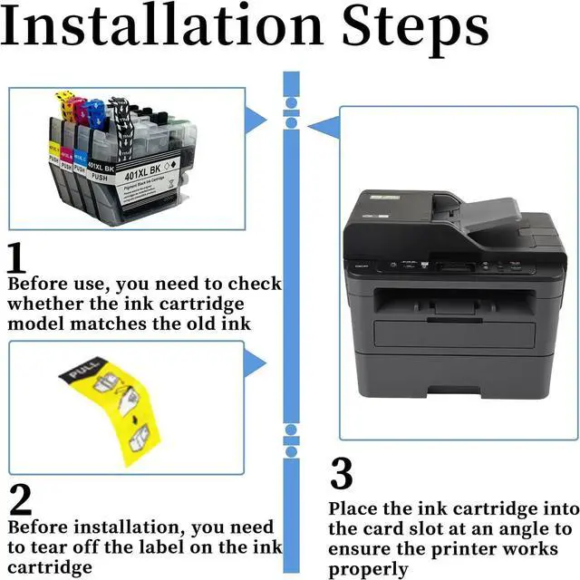 Alt view image 2 of 7 - 401 XL Replacement Ink Cartridge Compatible for Brother LC401 401XL ,for Brother MFC-J1010DW MFC-J1012DW MFC-J1170DW Printers 3-Color Ink