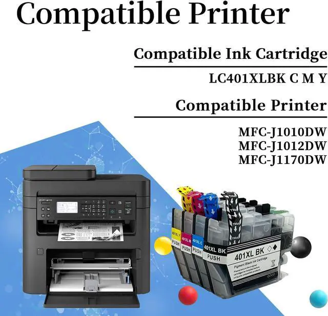 Alt view image 3 of 7 - 401 XL Replacement Ink Cartridge Compatible for Brother LC401 401XL ,for Brother MFC-J1010DW MFC-J1012DW MFC-J1170DW Printers 3-Color Ink