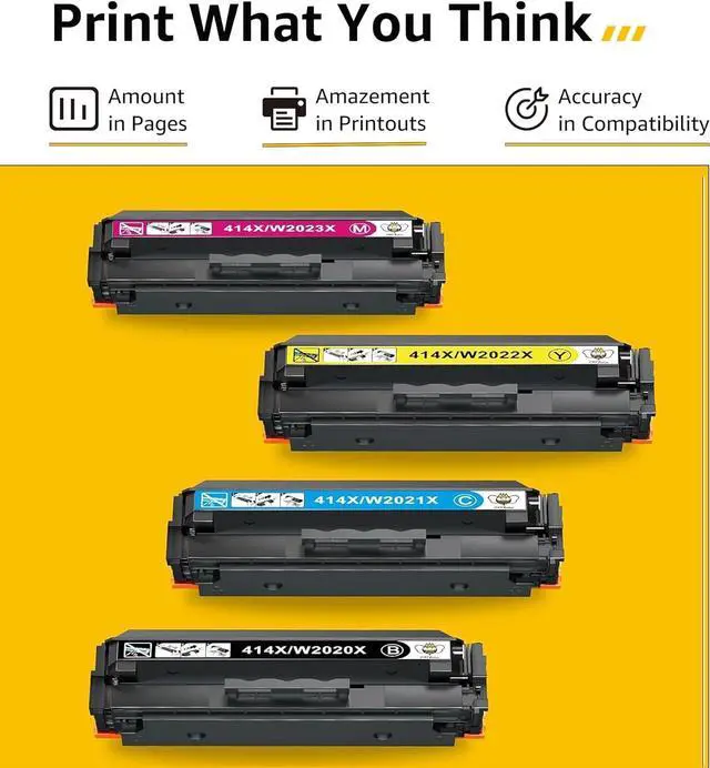 Alt view image 6 of 7 - CMYBabee Compatible Toner Cartridge Replacement  414A 414X W2020X for Color Laserjet Pro MFP M479fdw M479fdn M454dw M454dn M454 M479 Printer Ink No Chip (Black Cyan Magenta Yellow)