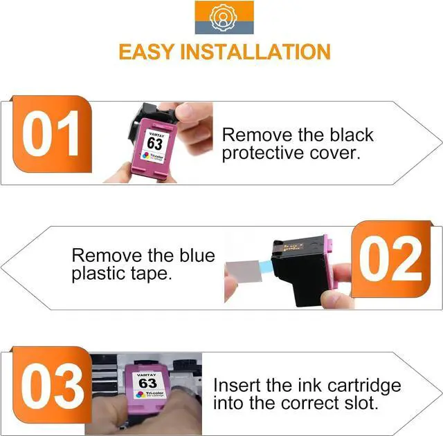 Alt view image 6 of 7 - Remanufactured 63 XXL Ink Cartridges Replacement  63XL 63 XL Ink Cartridges Black/Color Combo Pack for Officejet 3830 5255 5258 Envy 4520 4512 DeskJet 3630 Inkjet Printers