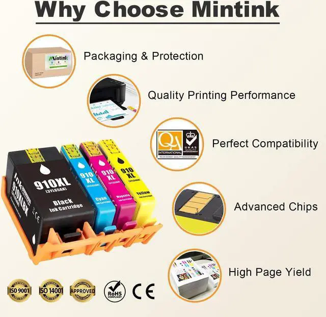 Alt view image 5 of 7 - Mintink 910XL Ink Cartridges Combo Pack  Printers, Remanufactured 910 XL Ink Cartridge Replacement for OfficeJet Pro 8025e 8020 8022 8025 8028 8034 8035 (4 Pack) HP910XL HP910