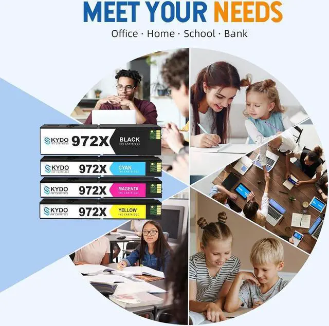 Alt view image 6 of 6 - Skydo 972X Ink Cartridges Replacement  972X 972 X 972A, 477dw Ink Cartridges, (BK/C/M/Y) 4 Combo Pack Work with PageWide Pro 477dw 477dn 577dw 577z 452dw 452dn 552dw P55250dw Printers