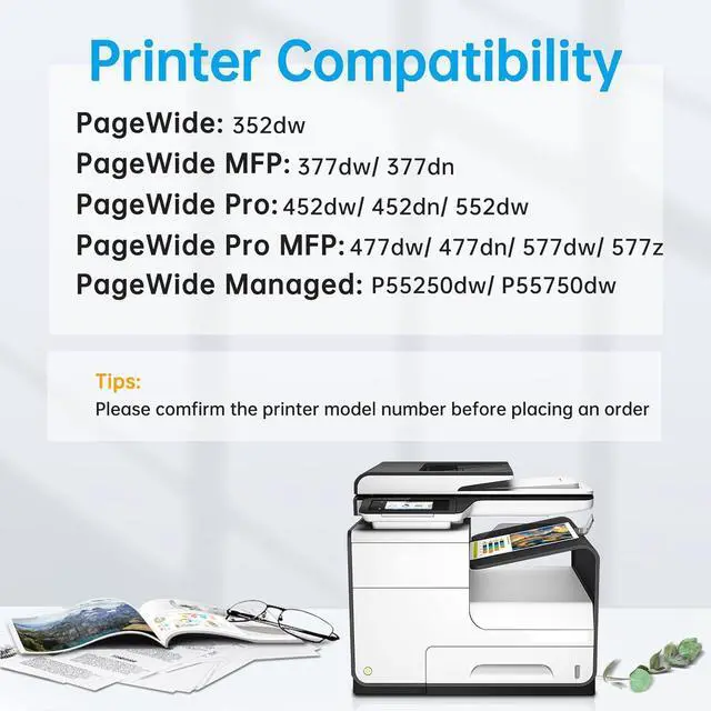Alt view image 2 of 7 - BINKSYLER 972A Ink Cartridges (Newest Upgraded Chip) Replacement  972a 972 Ink Work  PageWide Pro 477dw 477dn 377dw 577dw 452dn 452dw 552dw P55250dw P57750dw (1BK 1CY 1MG 1YL) 4 Pack