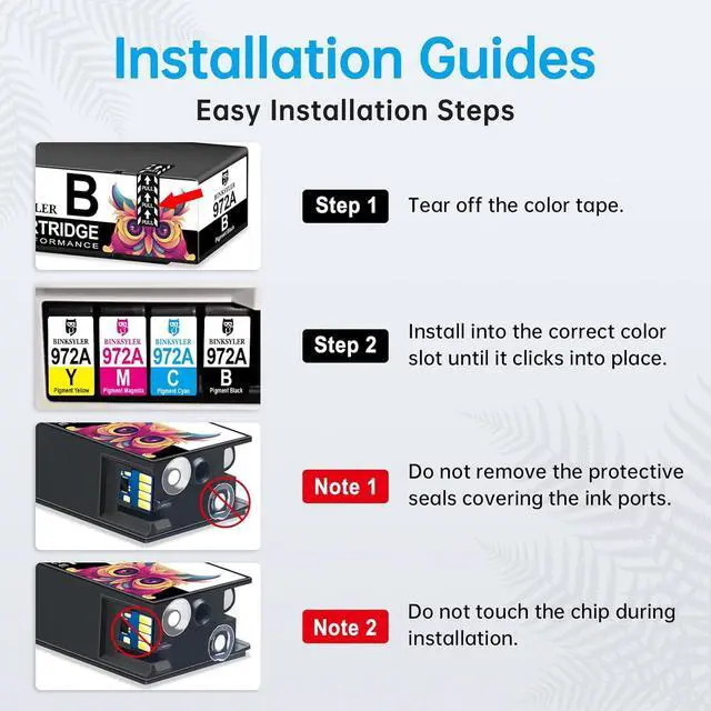 Alt view image 6 of 7 - BINKSYLER 972A Ink Cartridges (Newest Upgraded Chip) Replacement  972a 972 Ink Work  PageWide Pro 477dw 477dn 377dw 577dw 452dn 452dw 552dw P55250dw P57750dw (1BK 1CY 1MG 1YL) 4 Pack