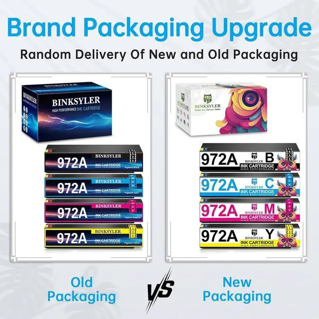 Alt view image 7 of 7 - BINKSYLER 972A Ink Cartridges (Newest Upgraded Chip) Replacement  972a 972 Ink Work  PageWide Pro 477dw 477dn 377dw 577dw 452dn 452dw 552dw P55250dw P57750dw (1BK 1CY 1MG 1YL) 4 Pack