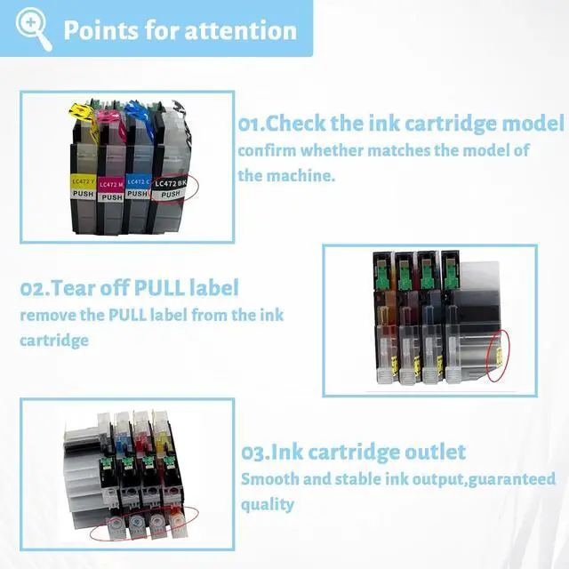 Alt view image 4 of 7 - Ink Cartridge for Brother LC472BK LC472C LC472M LC472Y High Yield,Compatible J2340DW J3540DW J3940DW Printer Page Yield Up to 200 Pages Black,200 Pages Color Combo Pack