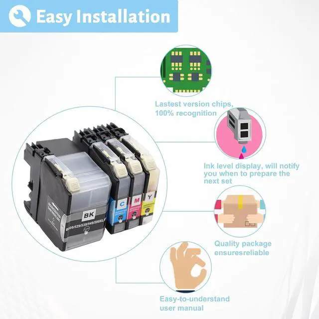 Alt view image 5 of 7 - Ink Cartridge for Brother LC509XLBK LC505XLC LC505XLM LC505XLY Ink Cartridge Combo,High Yield Compatible for Brother J100 J105 J200 Printers Combo Pack