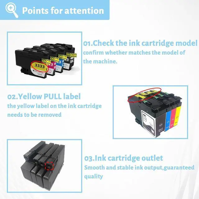 Alt view image 4 of 7 - Ink Cartridge for Brother LC3333BK LC3333C LC3333M LC3333Y Ink Cartridge Combo,High Yield Compatible for Brother J1100DW J1300DW Printer Combo Pack