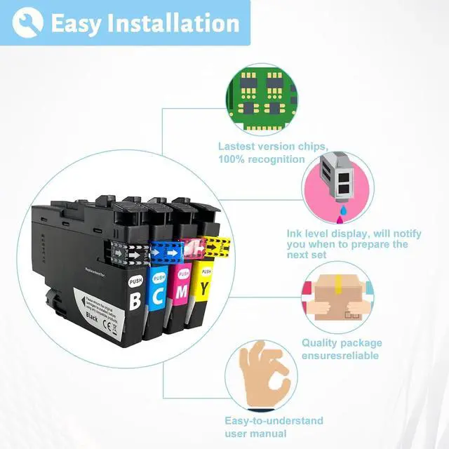 Alt view image 5 of 7 - Ink Cartridge for Brother LC434 LC434BK LC434C LC434M LC434Y Ink Cartridge Combo,High Yield Compatible for Brother J1200W Printer Combo Pack