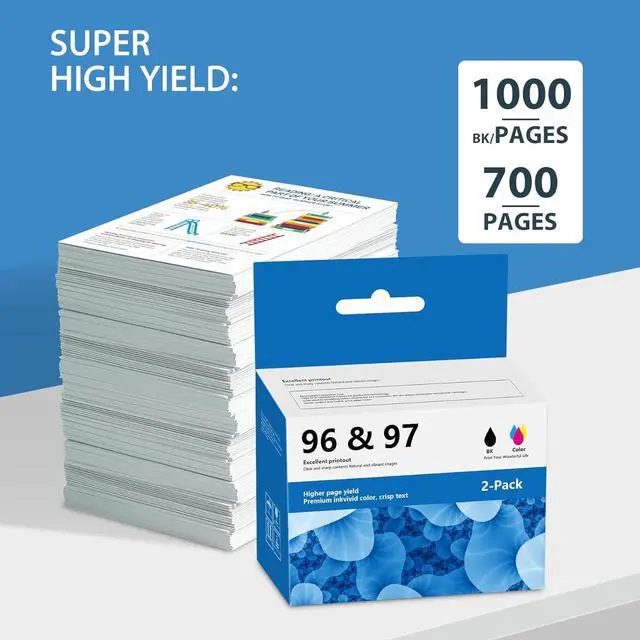 Alt view image 3 of 6 - 96 97 Remanufactured Ink Cartridge Combo Pack Replacement for 96 Black 97 Tri-Color Work with 7310 7410 9800 6980 6940 5740 8050 8450 2610 | C9348FN C9363WN (2-Pack)