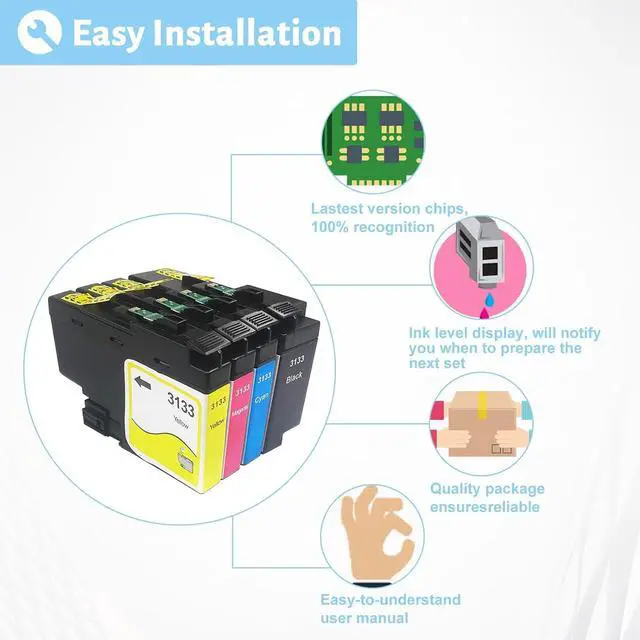 Alt view image 4 of 7 - LC3133 Ink Cartridge for Brother High Yield Black and Color Ink Cartridge,Compatible for Brother J988N J1500N J1605DN Printer Combo Pack