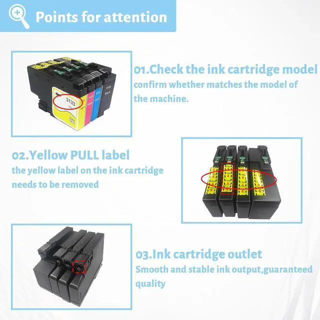 Alt view image 5 of 7 - LC3133 Ink Cartridge for Brother High Yield Black and Color Ink Cartridge,Compatible for Brother J988N J1500N J1605DN Printer Combo Pack