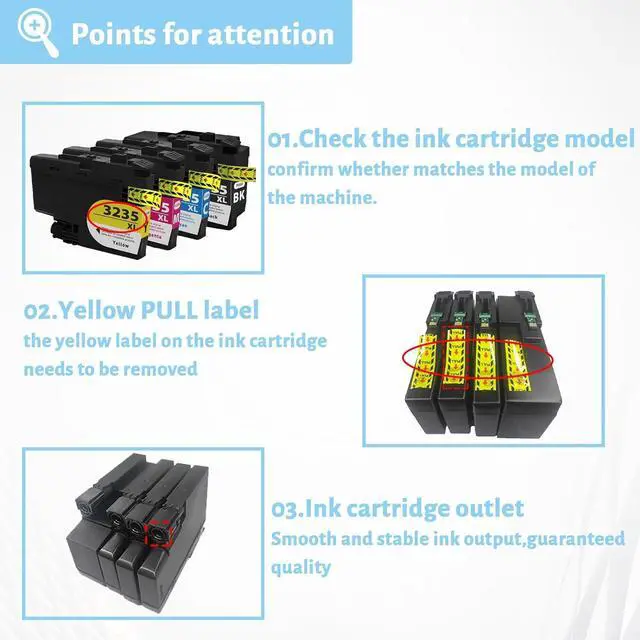 Alt view image 5 of 7 - 3235XL Ink Cartridge High Yield for Brother 3235XL Black and Color Ink Cartridge,Compatible for Brother J1100DW J1300DW Printers Combo Pack