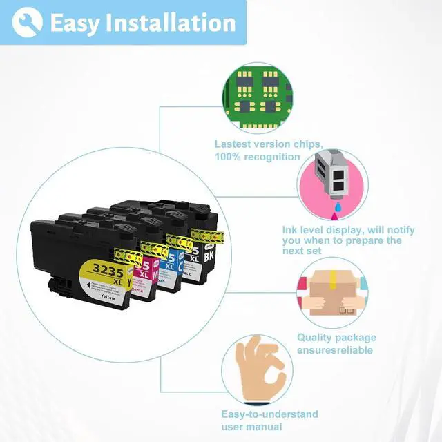 Alt view image 4 of 7 - 3235XL Ink Cartridge High Yield for Brother 3235XL Black and Color Ink Cartridge,Compatible for Brother J1100DW J1300DW Printers Combo Pack