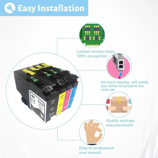 Alt view image 5 of 7 - 3339XXL Ink Cartridge for Brother 3339XXL High Yield Black and Color Ink Cartridge,Compatible for Brother J5945DW J6945DW Printer Combo Pack
