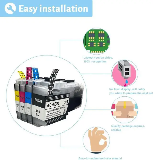 Alt view image 4 of 7 - Ink Cartridge for Brother LC404BK LC404C LC404M LC404Y High Yield,Compatible J1205W J1215W Printer Page Yield Up to 750 Pages Black,750 Pages Color Combo Pack