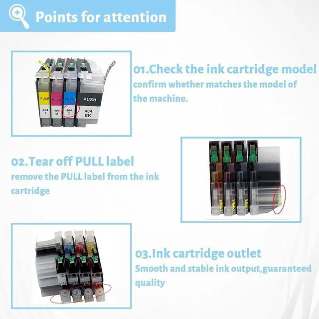 Alt view image 5 of 7 - Ink Cartridge for Brother LC404BK LC404C LC404M LC404Y High Yield,Compatible J1205W J1215W Printer Page Yield Up to 750 Pages Black,750 Pages Color Combo Pack