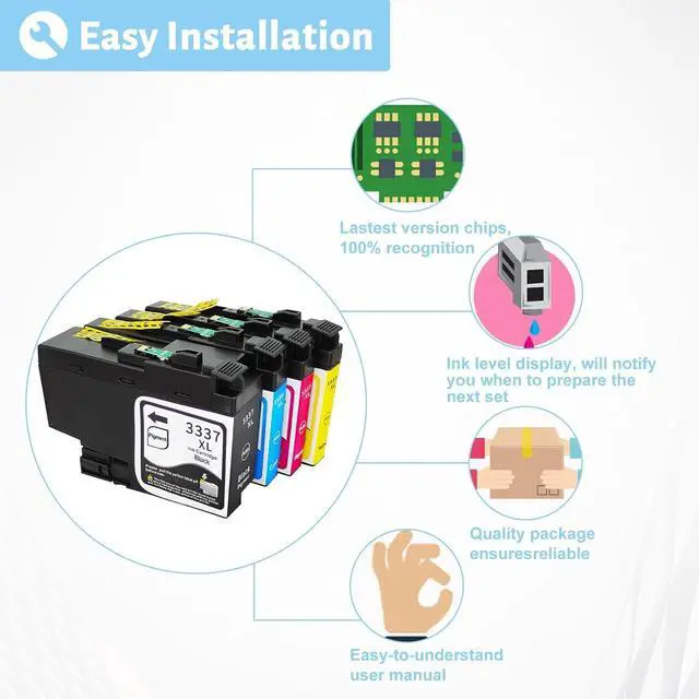 Alt view image 4 of 7 - 3337XL Ink Cartridge for Brother 3337XL High Yield Black and Color Ink Cartridge,Compatible for Brother J5945DW J6945DW Printer Combo Pack