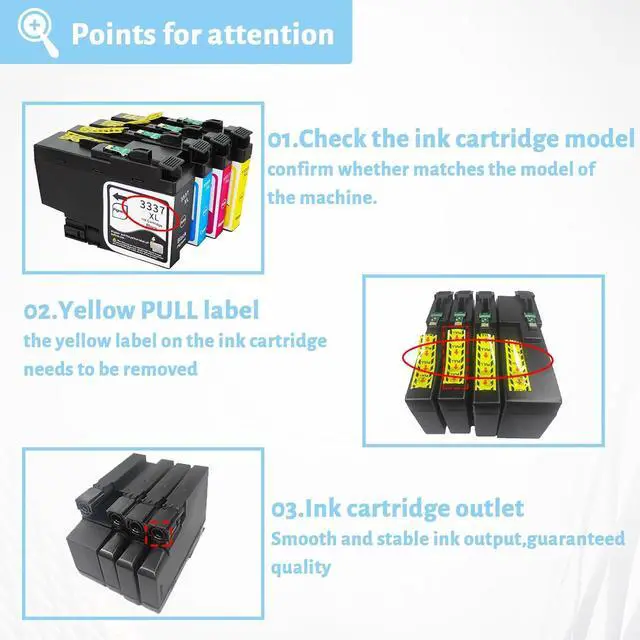 Alt view image 5 of 7 - 3337XL Ink Cartridge for Brother 3337XL High Yield Black and Color Ink Cartridge,Compatible for Brother J5945DW J6945DW Printer Combo Pack