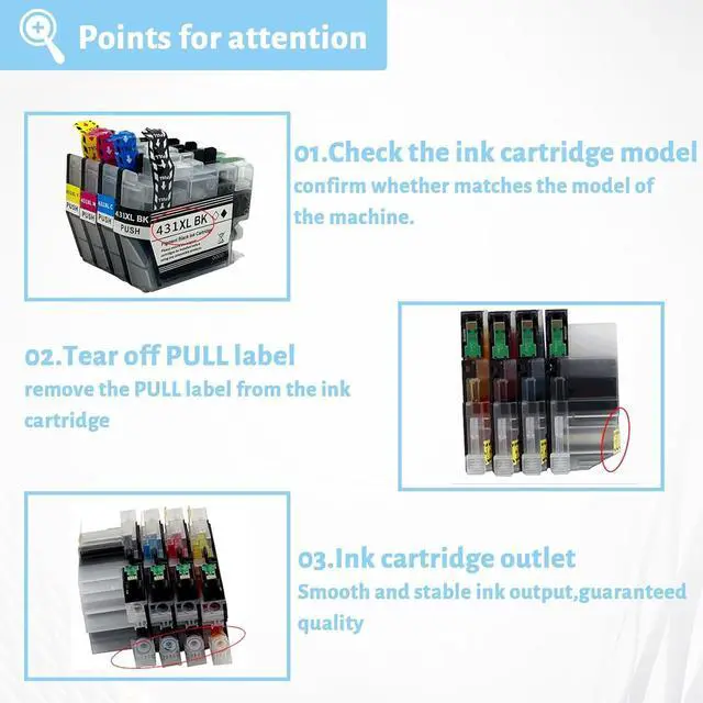 Alt view image 4 of 7 - Ink Cartridge for Brother LC431XL High Yield,Compatible J1050DW J1140DW J101ODW Printer Page Yield Up to 500 Pages Black,500 Pages Color Combo Pack