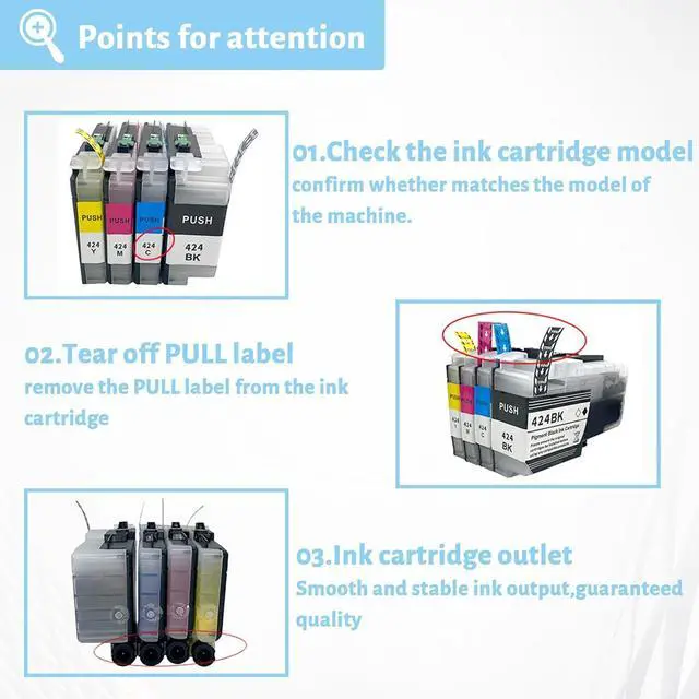 Alt view image 4 of 7 - Ink Cartridge for Brother LC424BK LC424C LC424M LC424Y High Yield,Compatible J1200DW Printer 750 Pages Black,750 Pages Color Combo Pack
