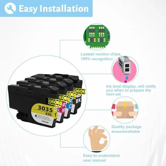 Alt view image 4 of 7 - Ink Cartridge Compatible for Brother 3035XXL Ink Cartridge,High Yield 3035XXL Ink Cartridge,Work for Brother J995DW J995DW XL Printers Combo Pack